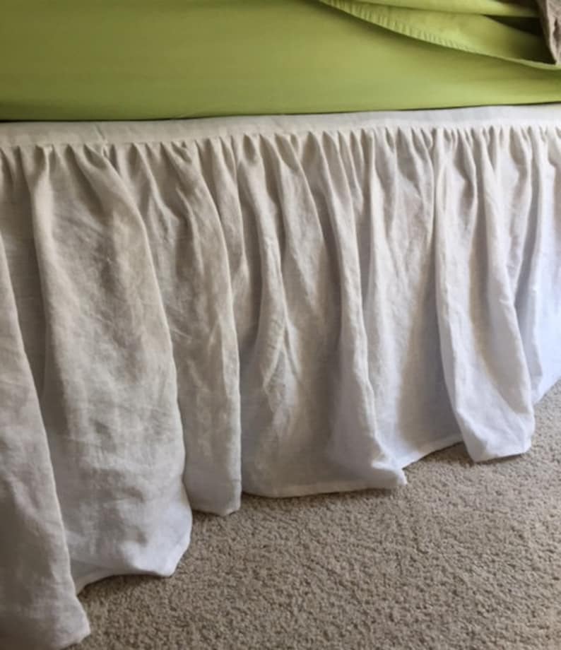 Custom Ruffled Bed Skirt Linen Dust Ruffle Extra Long Bed Etsy