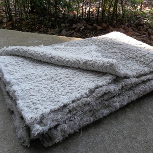 Crumpled Linen Throw Fringed Blanket 48 x 66 Jacquard Linen Bedspread Afghan French Country Farmhouse Bedding Linen Tablecloth