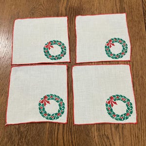 Vintage Christmas Cocktail Napkins for Holiday Table - Mid Century Barware - 2 Sets sold Separately image 6