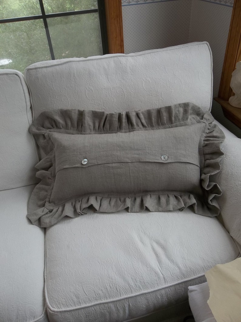 Ruffled Lumbar Pillows Monogrammed Linen Pillow Shams Choose Etsy