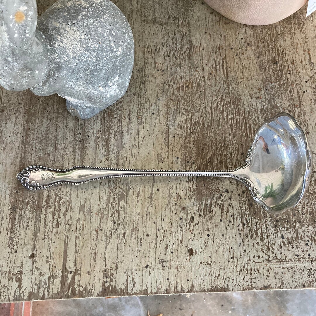 Silver Plate Punch Ladle S Monogram PEARL Silver Plate Ladle for Soup