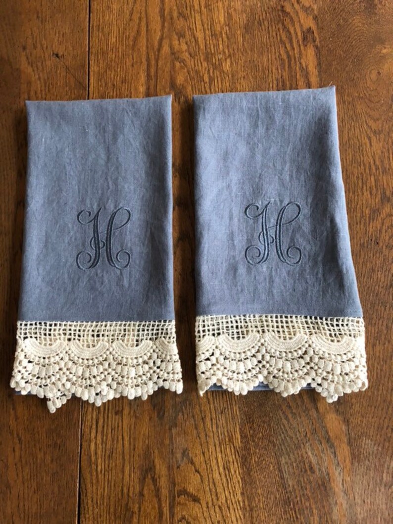 Pair Linen & Lace Towels Prairie French Tea Towels Cottage Etsy