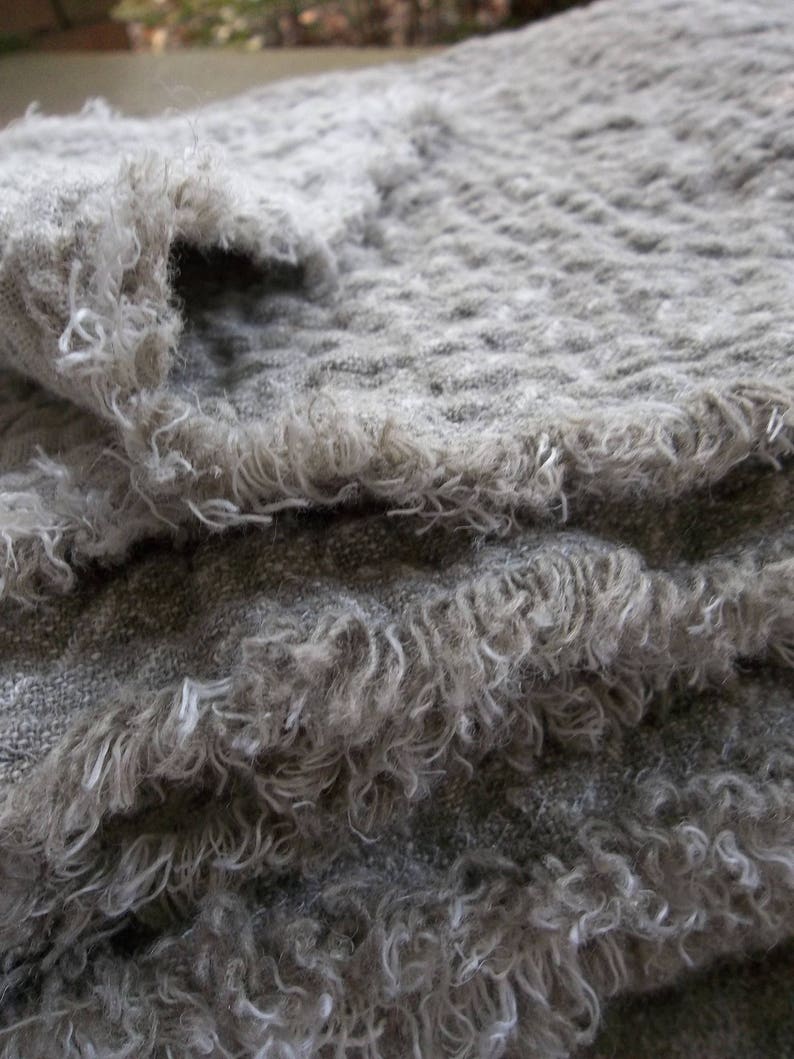 Crumpled Linen Throw Fringed Blanket 48 x 66 Jacquard Linen Etsy