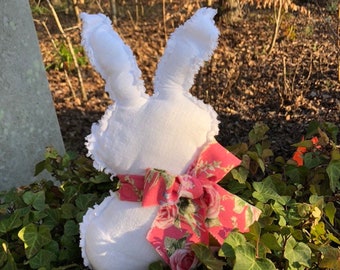 Handmade Bunny Pillow - Easter Bunny Stuffed Pillow - Easter Pillow - Easter Decorations - Figural Bunny - Easter Decor - misshettie