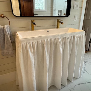 Custom Sink Skirt Handmade Sink Curtain or Velcro Curtain Stick On Curtain Adhesive Curtain Ruffled Curtain Custom Sizes Made to Order