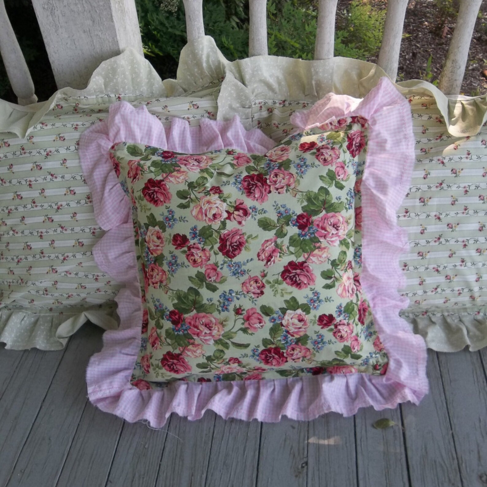 Ruffled Pillow Shams Pink Floral Pillowcases With Ruffles Etsy