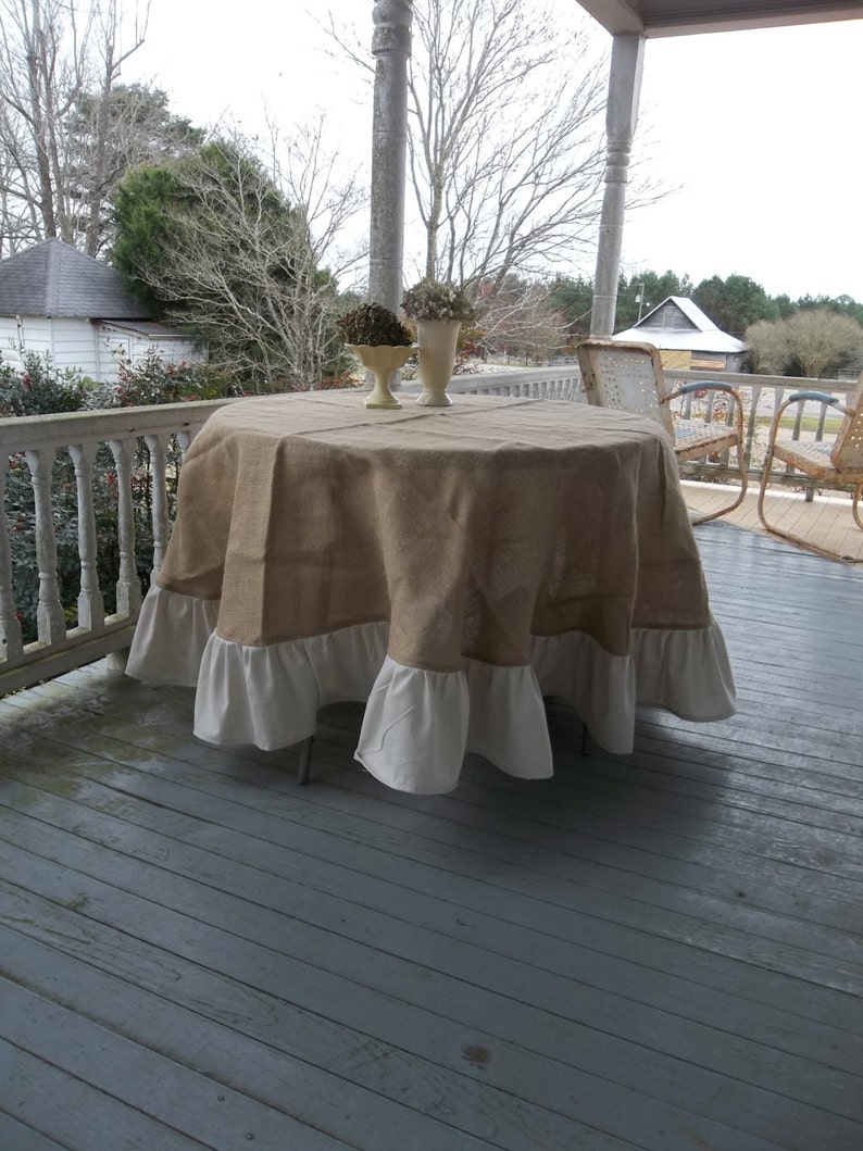 Floor Length Burlap Tablecloth 90 Round READY to SHIP Etsy
