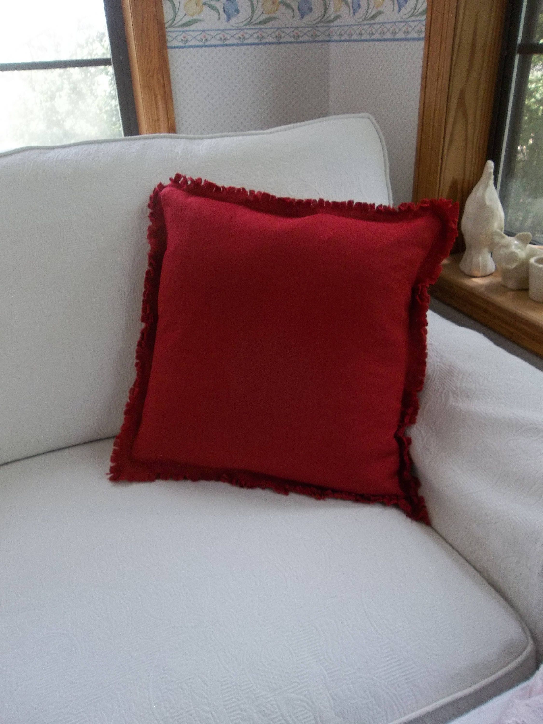 Red Linen Pillow Frayed Edge Pillow Sham Custom Sizes and Etsy