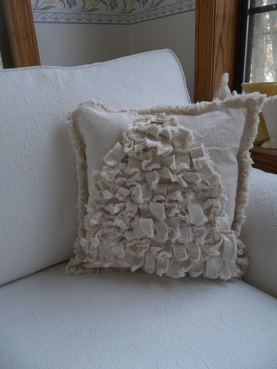 Neutral Christmas Pillow READY to SHIP Christmas Decor Shabby Christmas