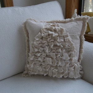 Neutral Christmas Pillow - READY to SHIP Christmas Decor - Shabby Christmas Decorations 14" Pillow with insert