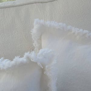 Drop Cloth Pillows Custom Sizes Bright White Pillow Shams Frayed Edge Pillows Raggedy Sold Separately or as a Pair Quantities Available image 2