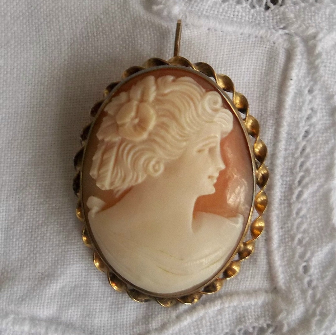 Shell, gold filled antiques circa 1900 cameo broch specialty