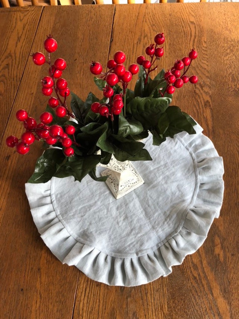 Linen Ruffled Placemats Custom Round Placemats Reversible Etsy