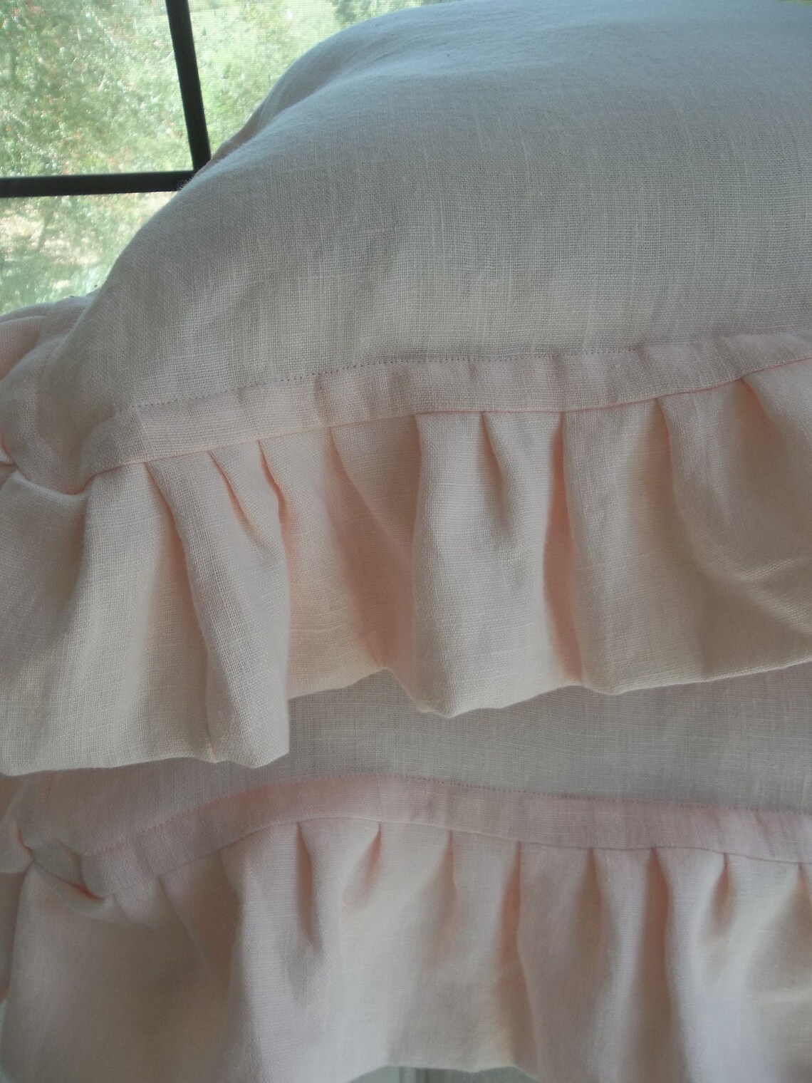 Ruffled Pink Linen Pillows Blush Pink Pillow Shams Custom Etsy