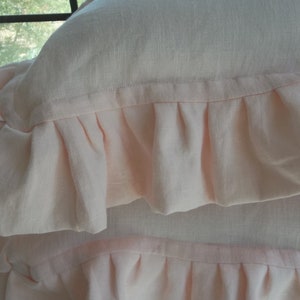 Ruffled Pink Linen Pillows Blush Pink Pillow Shams Custom Sizes ...