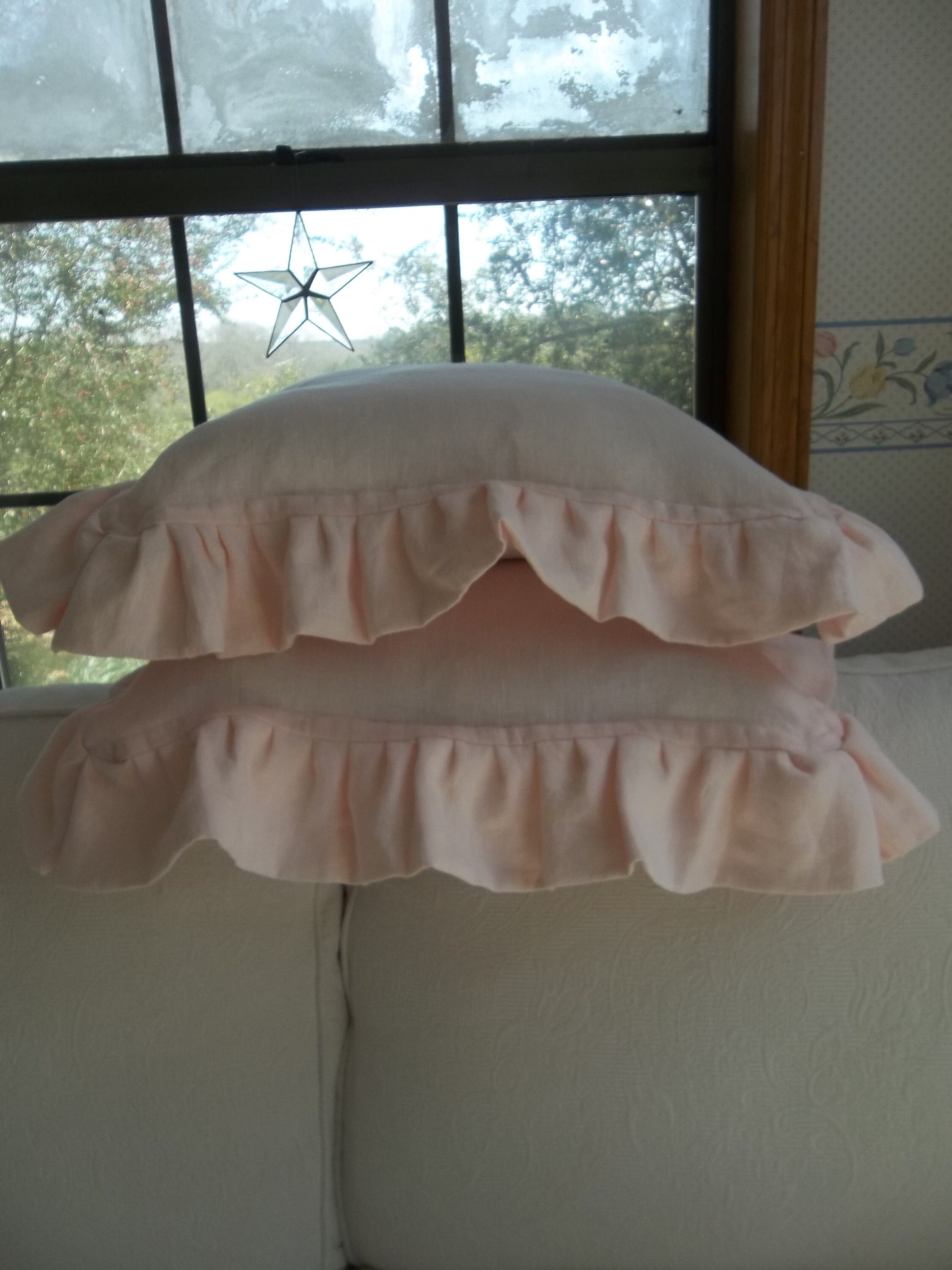 Ruffled Pink Linen Pillows Blush Pink Pillow Shams Custom Etsy
