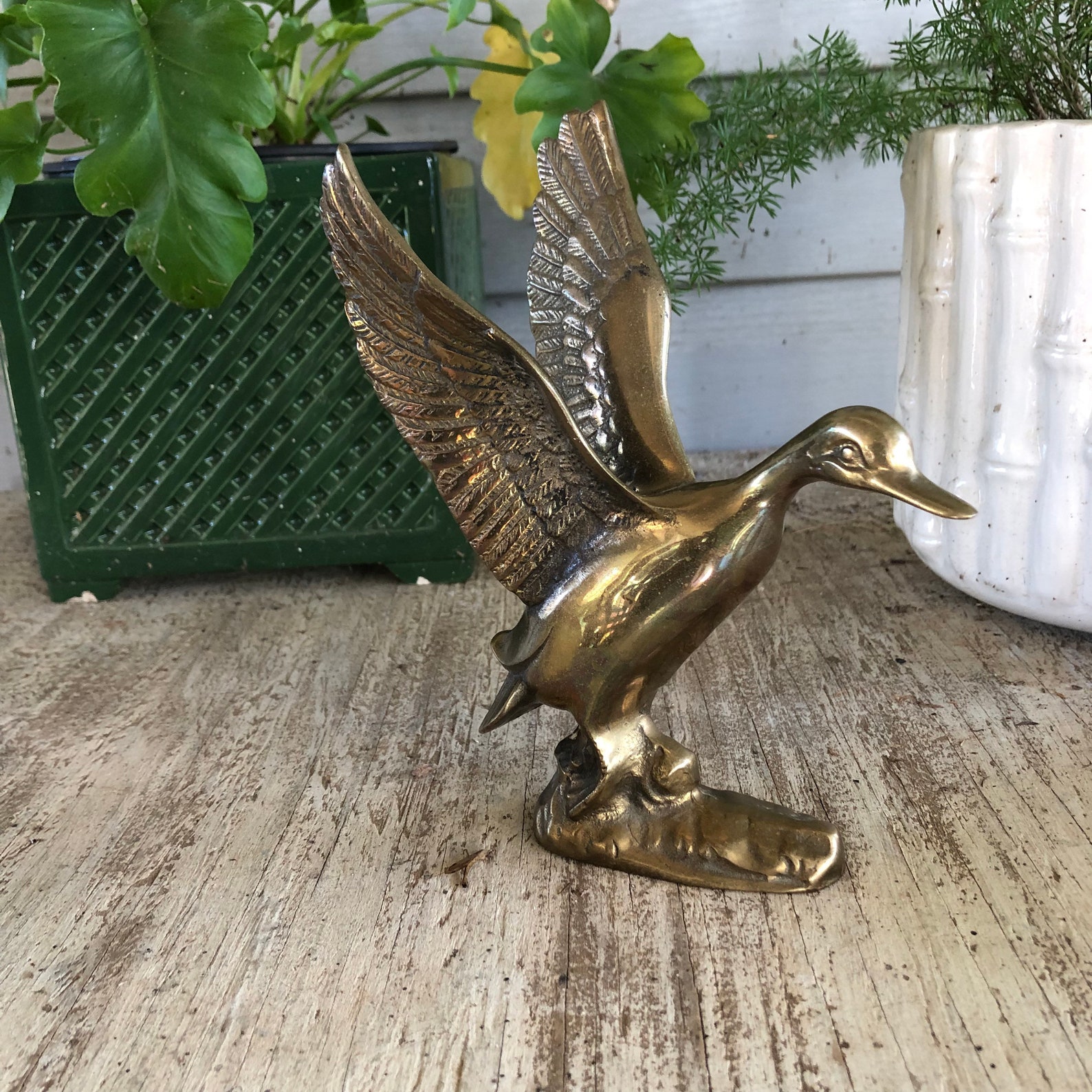 Vintage Brass Duck Figurine Brass Bird Paperweight Brass Bird Etsy