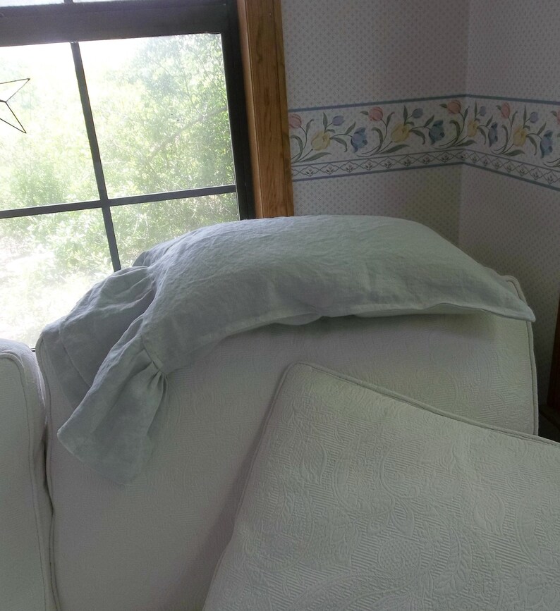 Ruffled Pillowcase Linen Travel Pillow Sham Linen Pillowcase Etsy