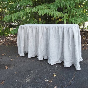 Floor Length Ruffled Linen Tablecloth Custom Sizes Wedding Decorations Table Decor Ruffled Tablecloth Linen Table Cover Handmade French