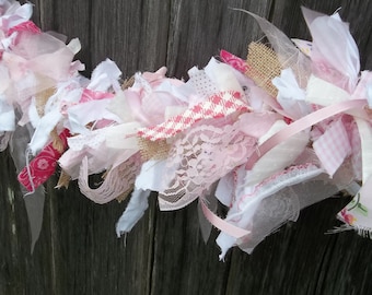 Custom Fabric Garland: Pink Shabby Chic Decor, Bridal Shower, Nursery