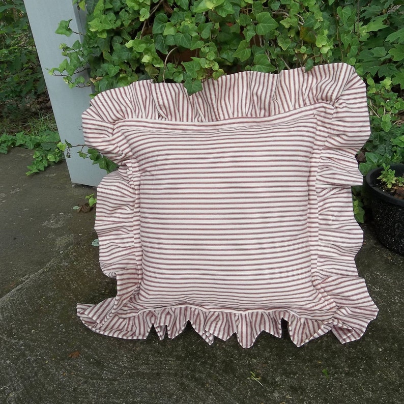 Ruffled Ticking Pillows Custom Sizes Ruffled Pillow Shams Etsy