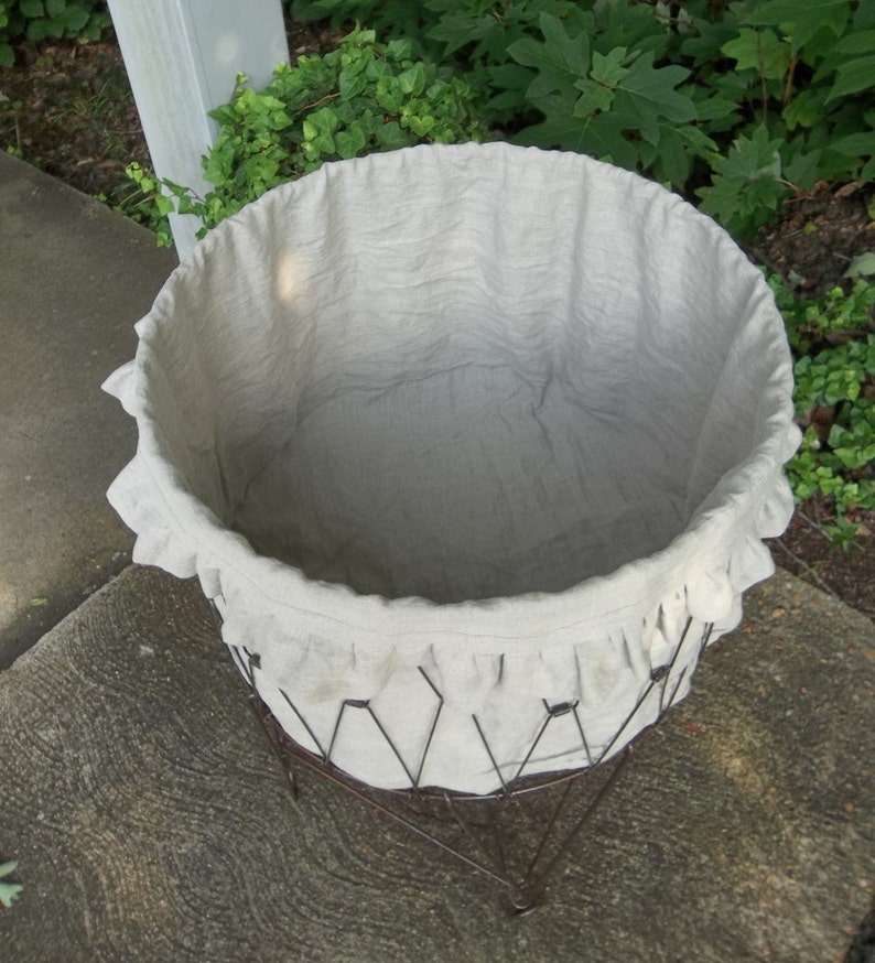 Custom Laundry Basket Liner Linen Basket Liner Ruffled Basket Etsy
