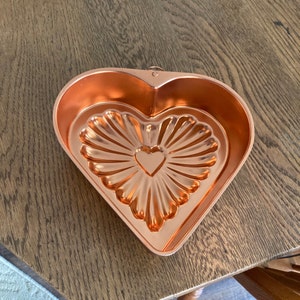 Vintage Copper Heart Mold Gelatin Molds Heart Cake Pan Farmhouse Kitchen Decor Candy Mold Valentines Day French Country image 5