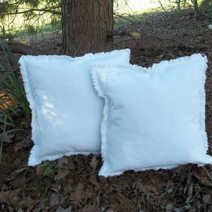 Drop Cloth Pillows Custom Sizes Bright White Pillow Shams Frayed Edge Pillows Raggedy Sold Separately or as a Pair Quantities Available image 6