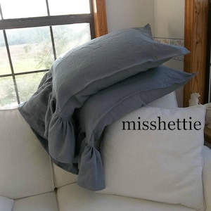 Ruffled Linen Pillowcase - Long Ruffle Pillowcases - Pillow Shams - Linen Bedding    - MissHettie