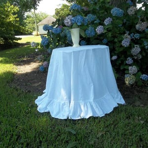 Ruffled Floor Length Tablecloth CUSTOM Ruffled Tablecloth Linen Tablecloth Handmade Wedding Decorations Table Decor French Country Cottage