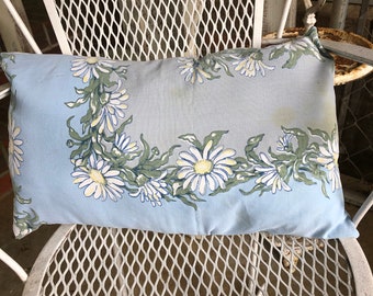 Vintage Tablecloth Pillow in Blue Floral - RV Decor - Cottage Style Decor - Daisy Pillow - Sold Separately or as Set - Handmade  misshettie