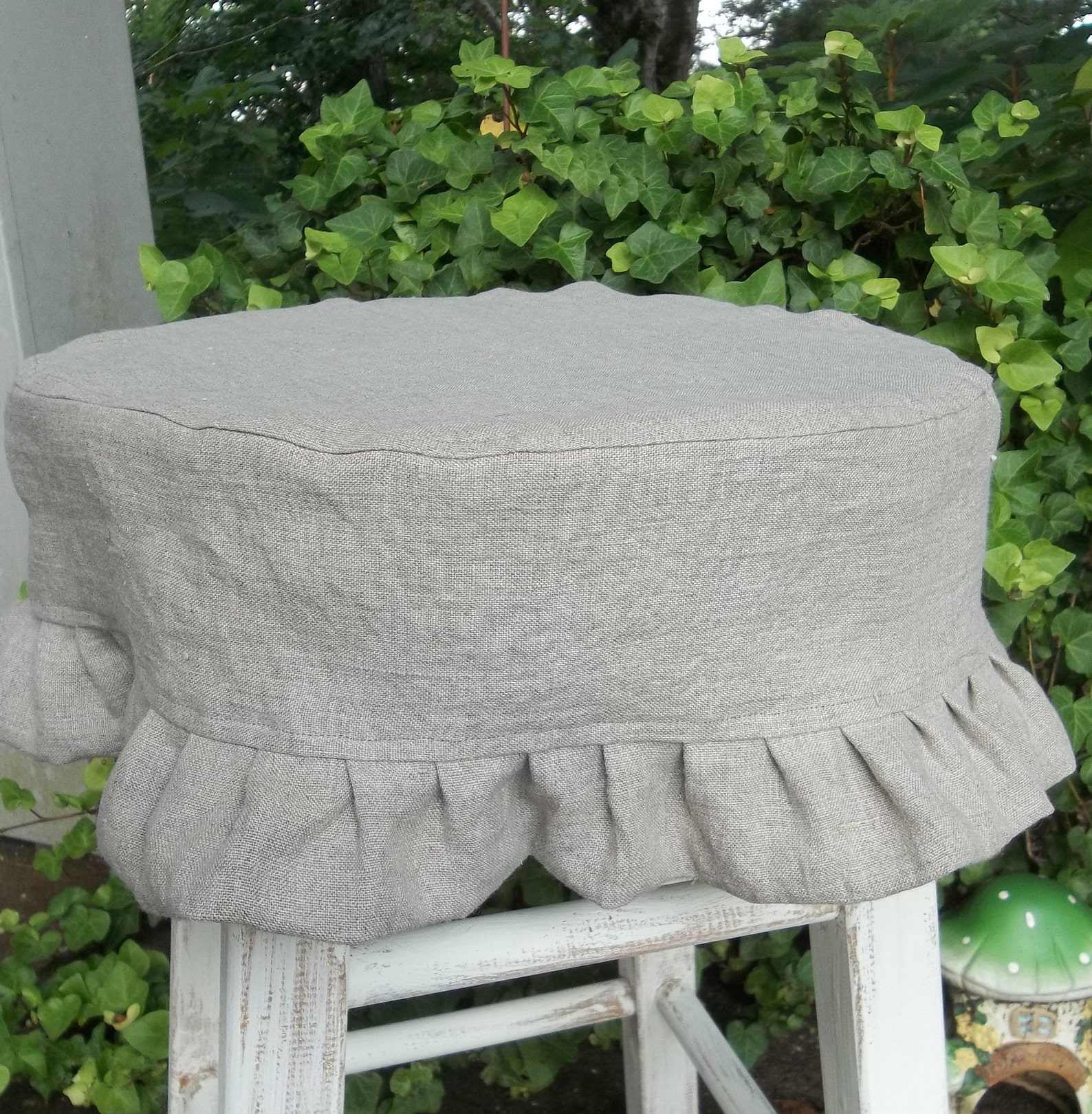 Ruffled Stool Cover Bar Stool Slipcover in Linen or Ticking Etsy