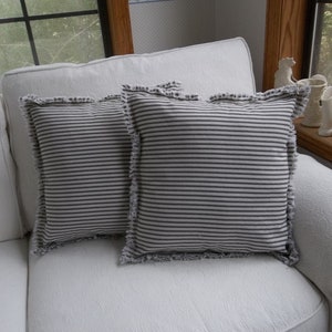 Ticking Stripe Pillow Covers Ticking Pillows Shams TIcking Bedding French Country Custom Sizes and Colors More Available