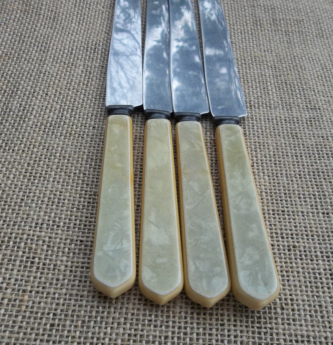Vintage Celluloid Knives MisMatched Flatware Mother of Pearl Etsy