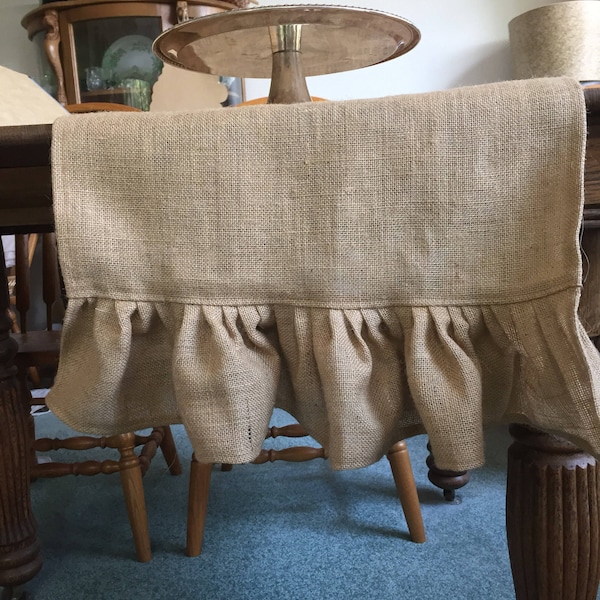 Burlap Table Runner - Ruffled Burlap Runner -  Custom Sizes - Rustic Wedding Decor - French Country Farmhouse Tablecloth - misshettie