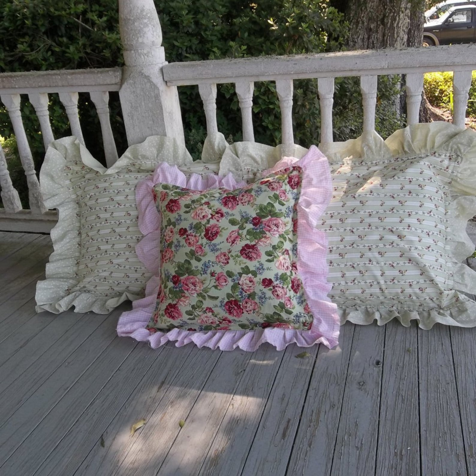 Ruffled Pillow Shams Pink Floral Pillowcases With Ruffles Etsy