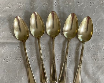 5 Silver Teaspoons MAYFAIR Silver Plate Flatware Vintage French Country Silverplate Spoons Romantic Home - misshettie