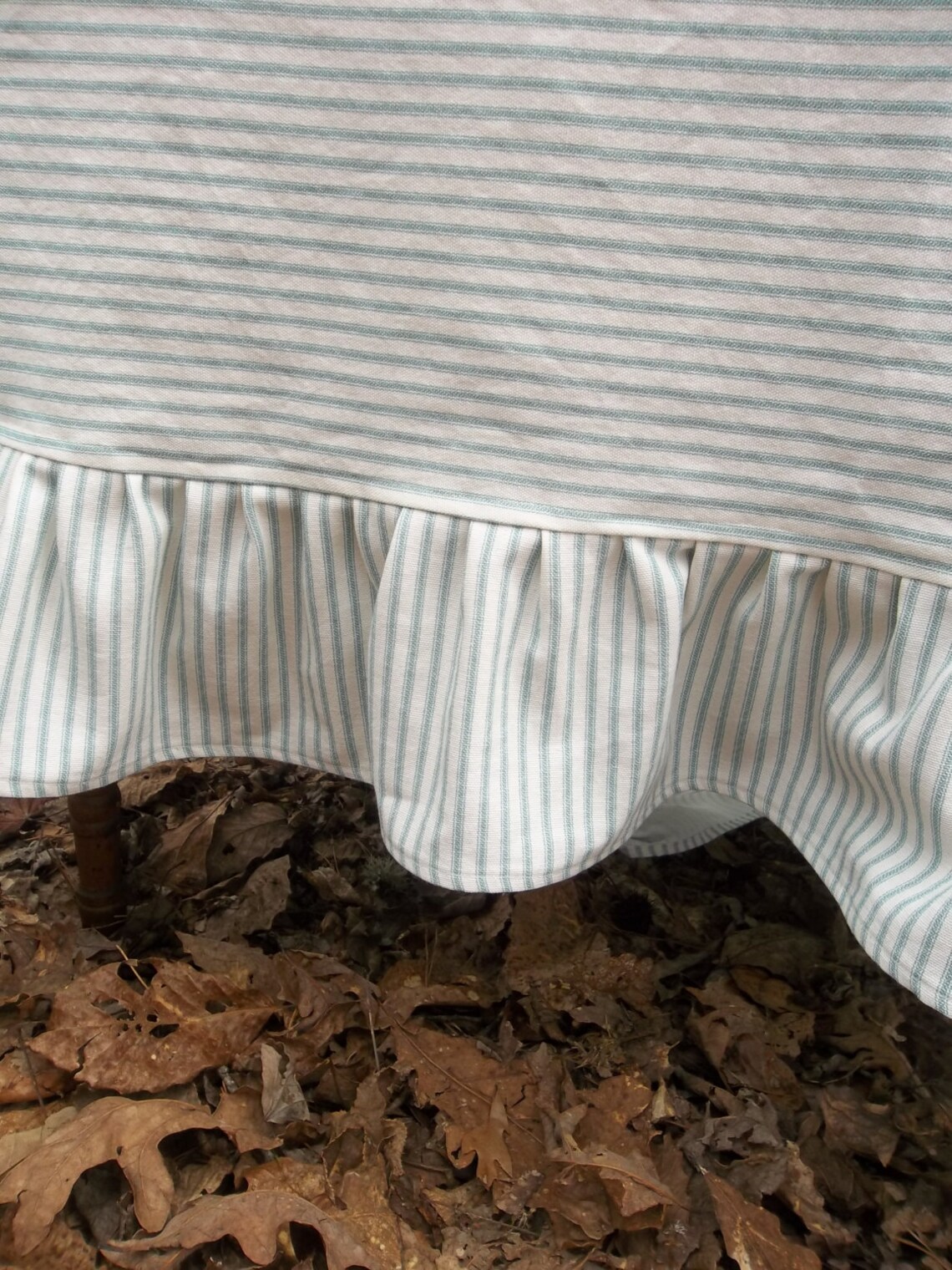 Custom Ticking Tablecloth Striped Tablecloth Ruffled Etsy
