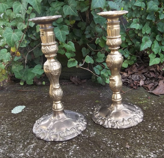 Ornate Brass Candle Holders Vintage Pair Brass Candlesticks Etsy