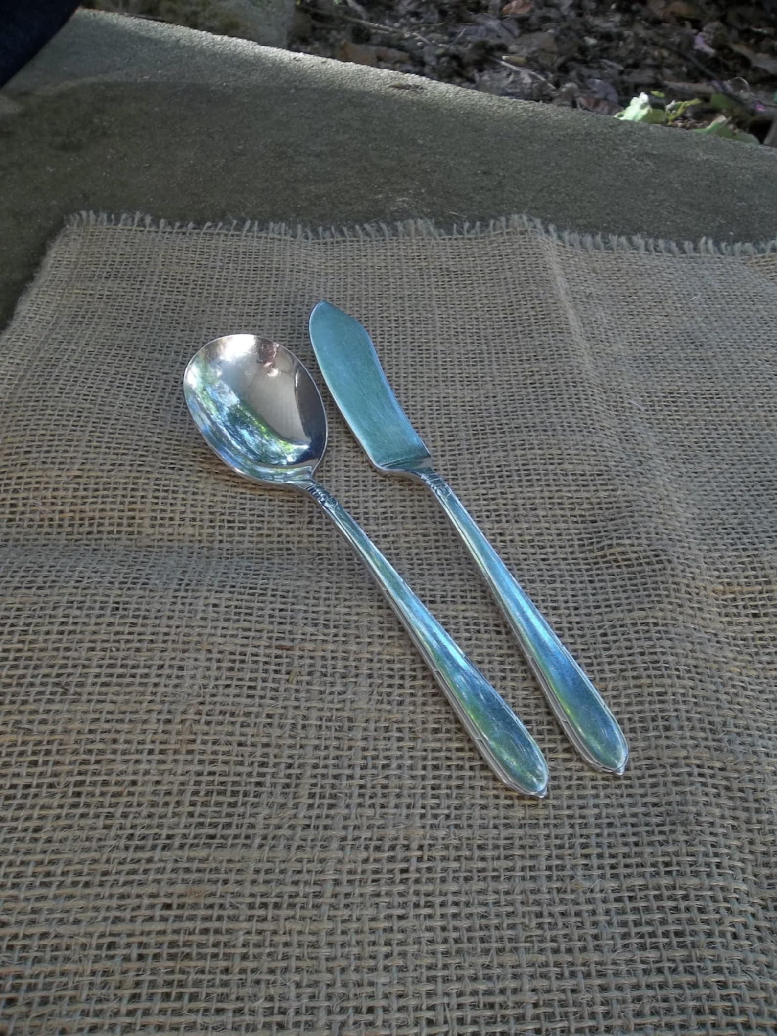 BERKLEY SQUARE Silver Butter Knife Sugar Spoon MONOGRAM G Etsy