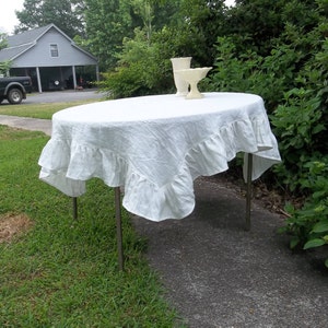 Ruffled Linen Tablecloth Ruffled Tablecloth Custom Table Skirt Wedding Decorations Table Decor Ruffled Table Cloth Table Scarf Handmade image 7