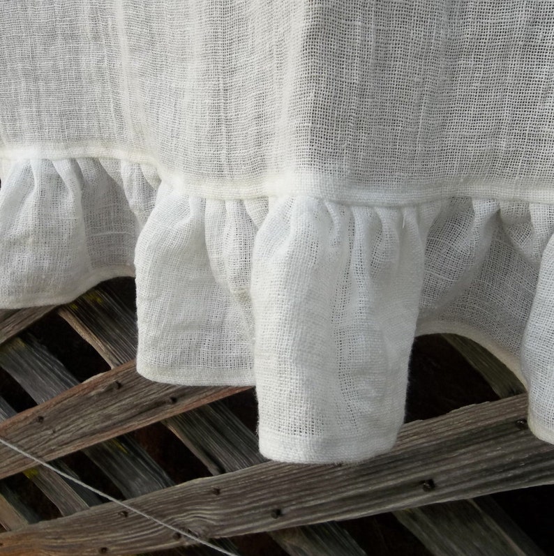 Ruffled Curtains Linen Café Curtains Cottagecore White Linen Curtains Custom Sizes Fabrics Ruffled Linen Curtains French Country misshettie image 6