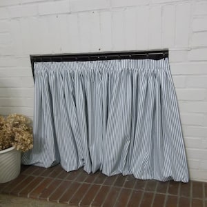 Custom Fireplace Curtain or Sink Curtain Ruffled Ticking Curtain Custom Sizes and Fabrics Farmhouse Decor Ticking Drapes Made to Order