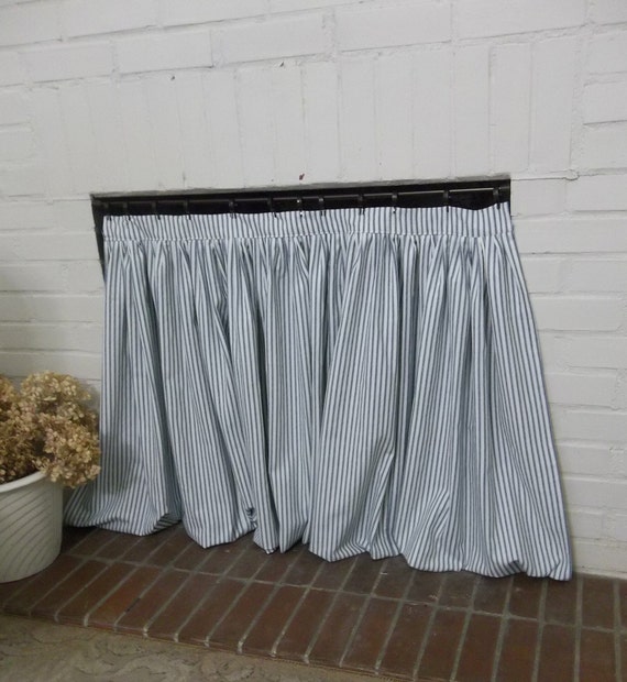 Custom Fireplace Curtain Or Sink Curtain Ruffled Ticking Etsy