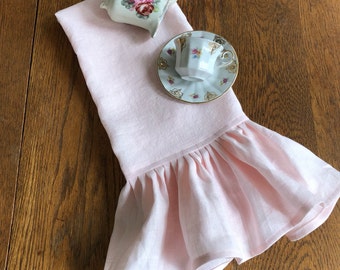 Light Pink Linen Towel - Ruffled Towels for Kitchen or Bath - More Colors Available Misshettie
