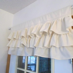 Multi-Ruffle Curtain - Ruffled Valance - Custom French Country Cottage Window Topper MissHettie