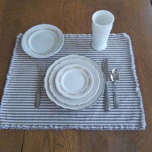 4 Ticking Placemats Set of 4 Custom Colors Reversible Placemats Cottage Style Farmhouse Table Linens Custom Colors Summer Table Decor