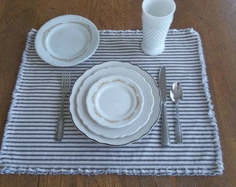 4 Ticking Placemats Set of 4 Custom Colors Reversible Placemats Cottage Style Farmhouse Table Linens Custom Colors Summer Table Decor