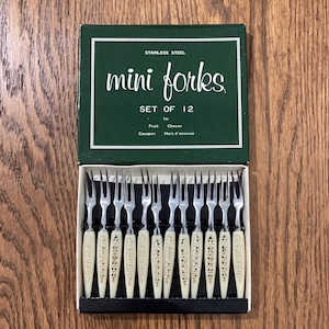Mid Century Modern Cocktail Forks - MCM - Appetizer Picks, Set of 12 NOS