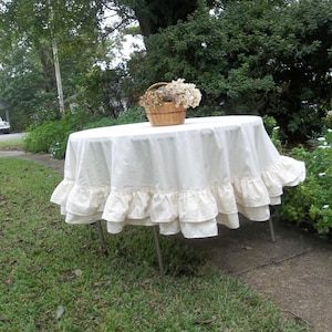 Multi Ruffle Tablecloth 72&quot; Handmade Ruffled Tablecloth Cotton Double Ruffle Table Cloth Wedding Decorations Table Decor Ready to Ship